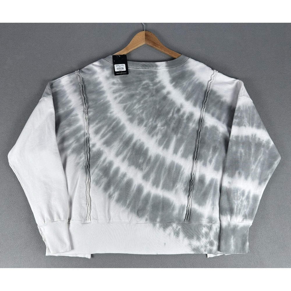 Affliction Sweatshirt Womens XL Grey White Tie Dye Rebel Rose Fleece Wings New - Picture 2 of 7